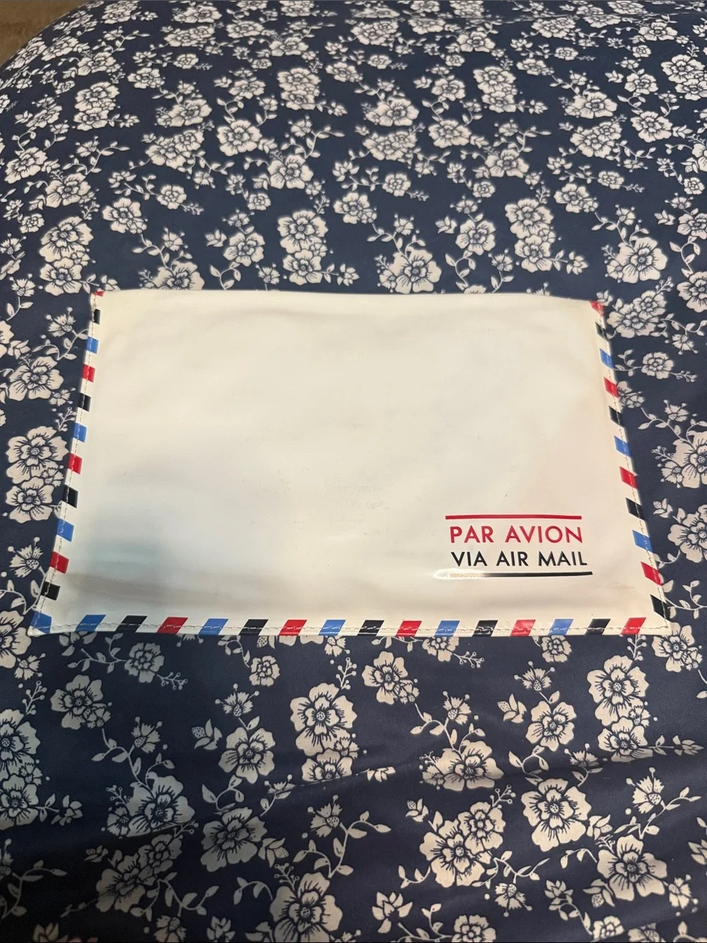 kate spade White Envelope Clutch with Red, Blue & Black Trim